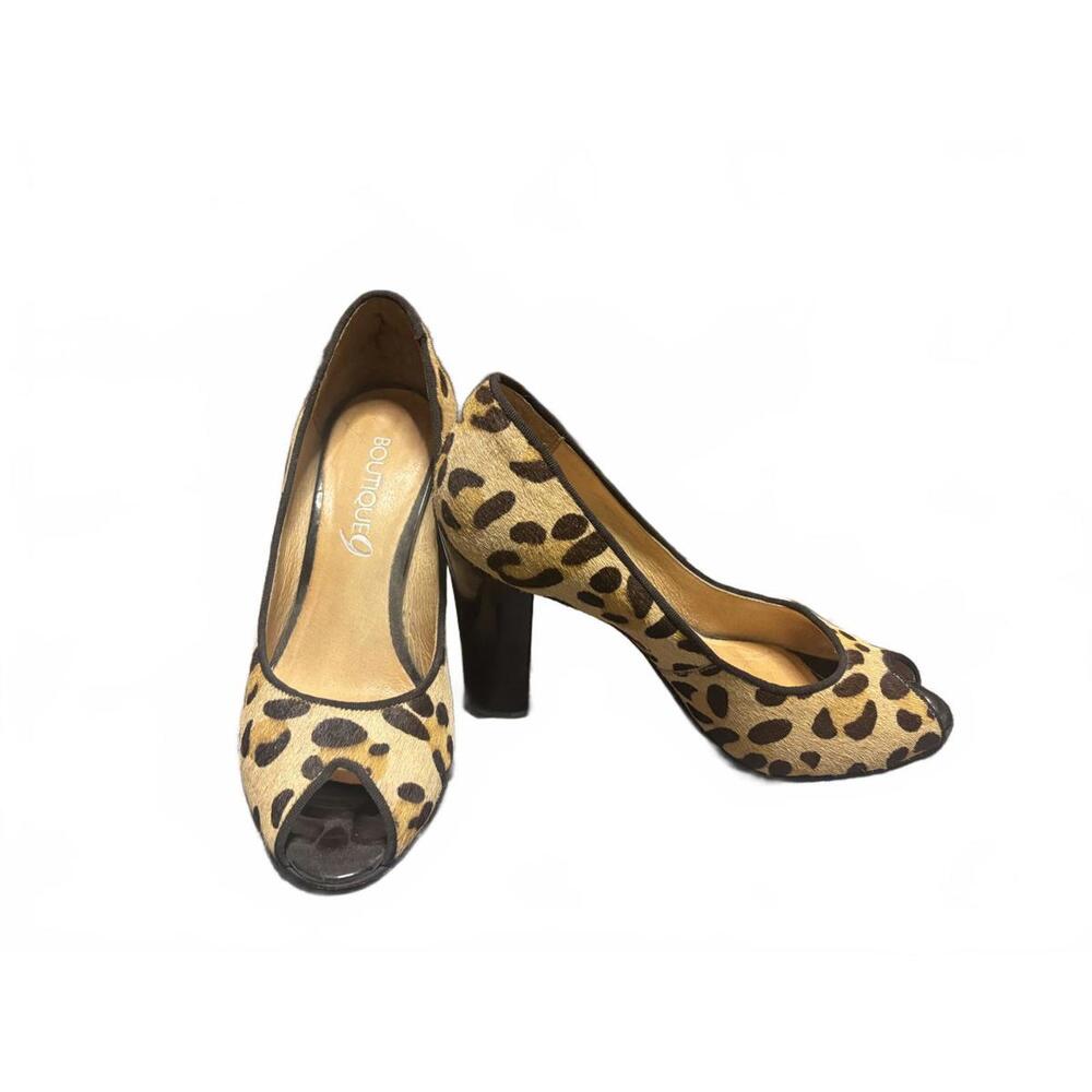 Boutique 9 Leopard Print Peep Toe Heels – Size 7